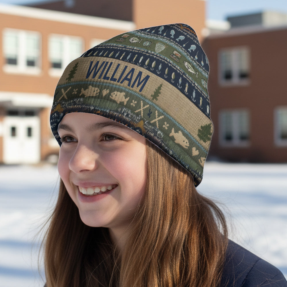 Hooked on Fishing and You - Personalized Fishing Beanie Hat