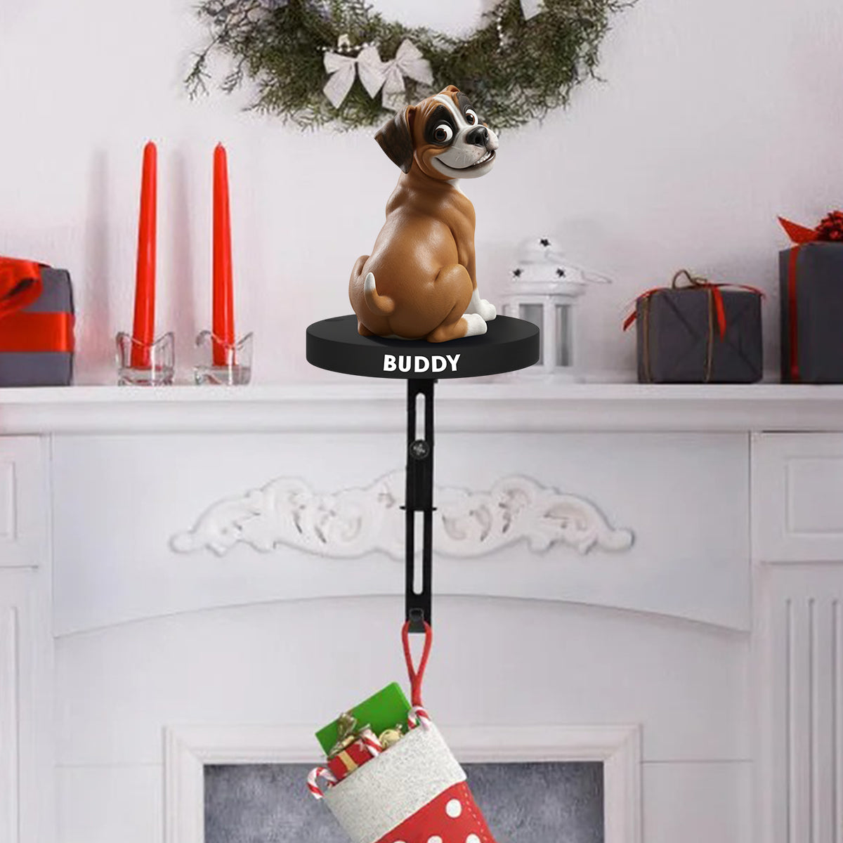 Funny Dogs - Personalized French Bulldog Dog Shaped Stocking Hanger