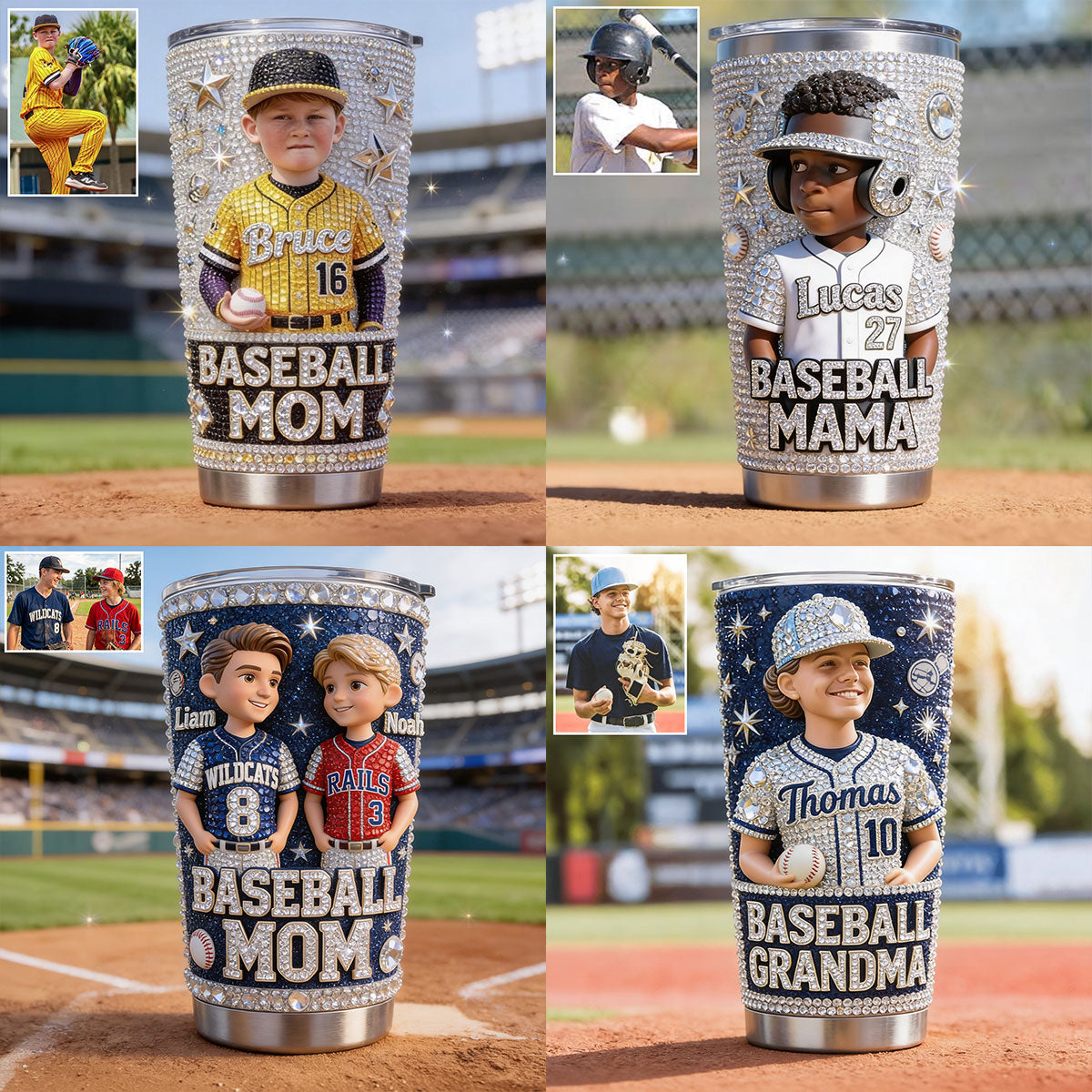 Baseball Mom, Grandma - Personalized Baseball Tumbler