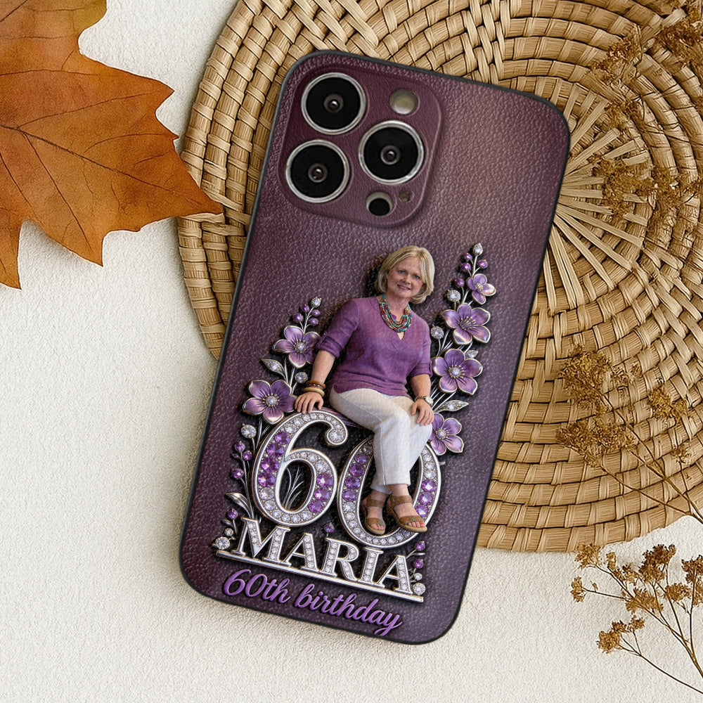 Custom Any Photo Perfect Gift For Mom, Grandma - Personalized Birthday 3D Embossed Leather Phone Case