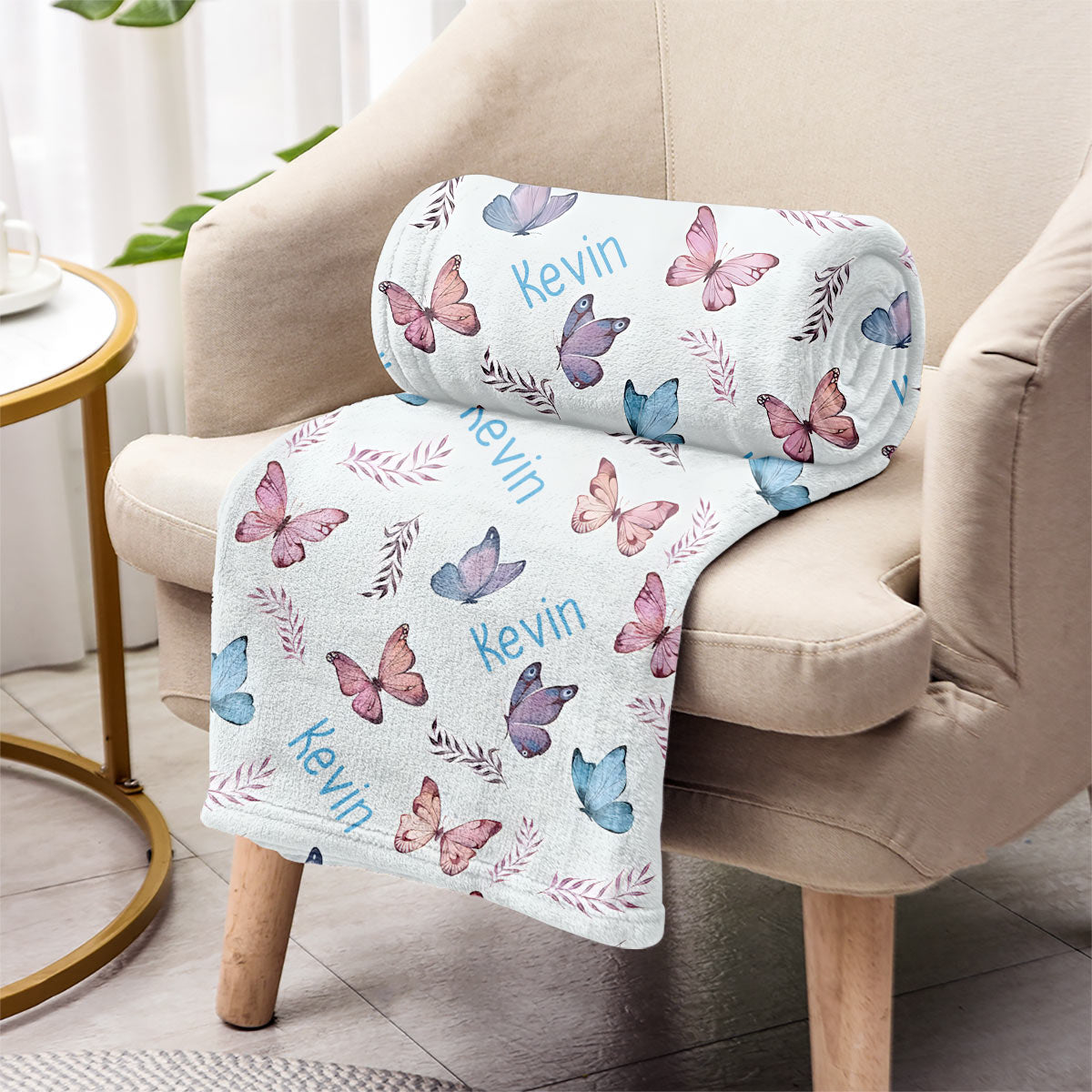 Butterfly Custom Name - Personalized grandson Blanket