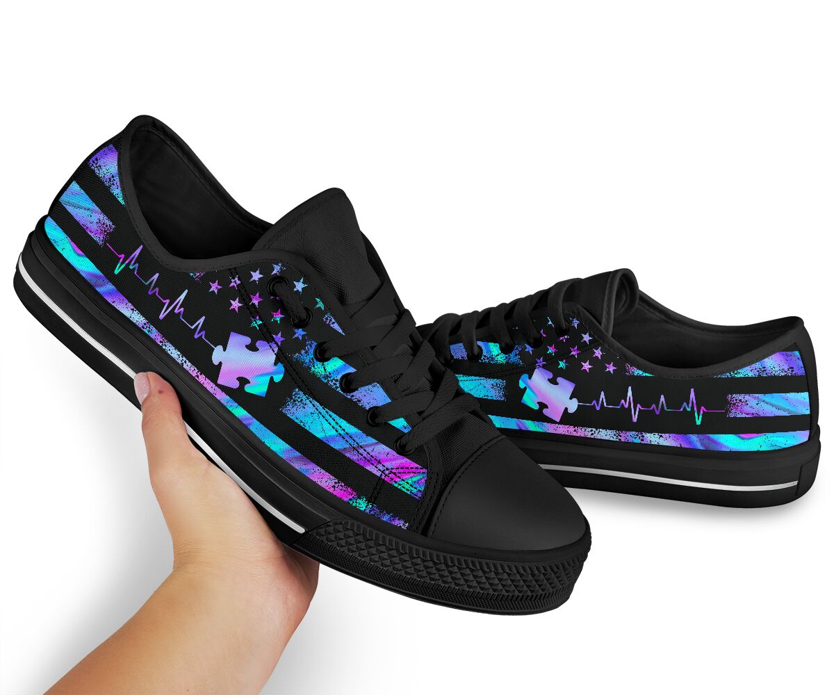 American Flag Autism Awareness Low Top Shoes 0622