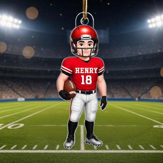 Personalized Football Player Acrylic Ornament, High-Quality Print, Gift-Ready Keepsake for Athletes