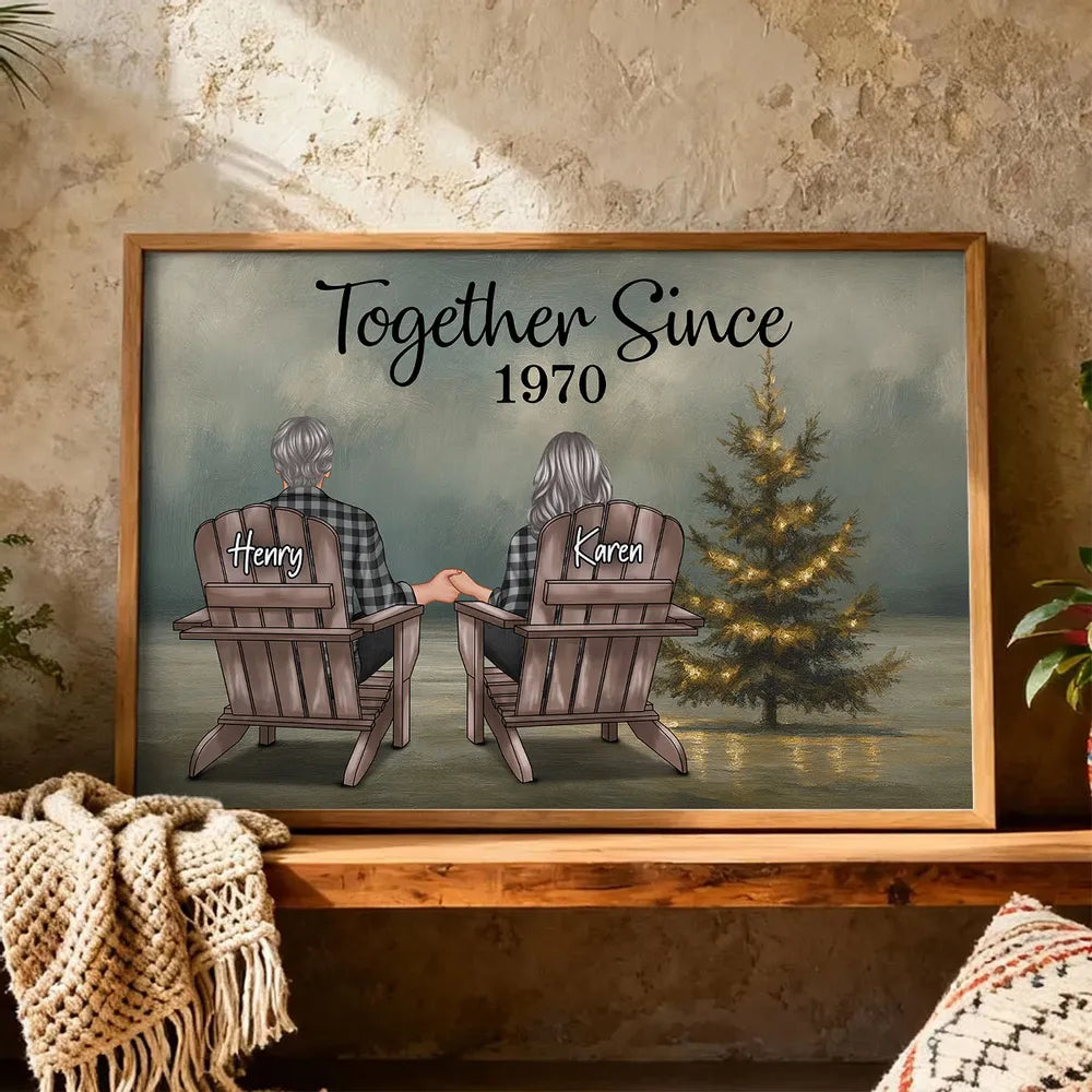 Personalized Couple Poster with Christmas Tree, You & Me Quote, Romantic Wall Art Gift for Partner