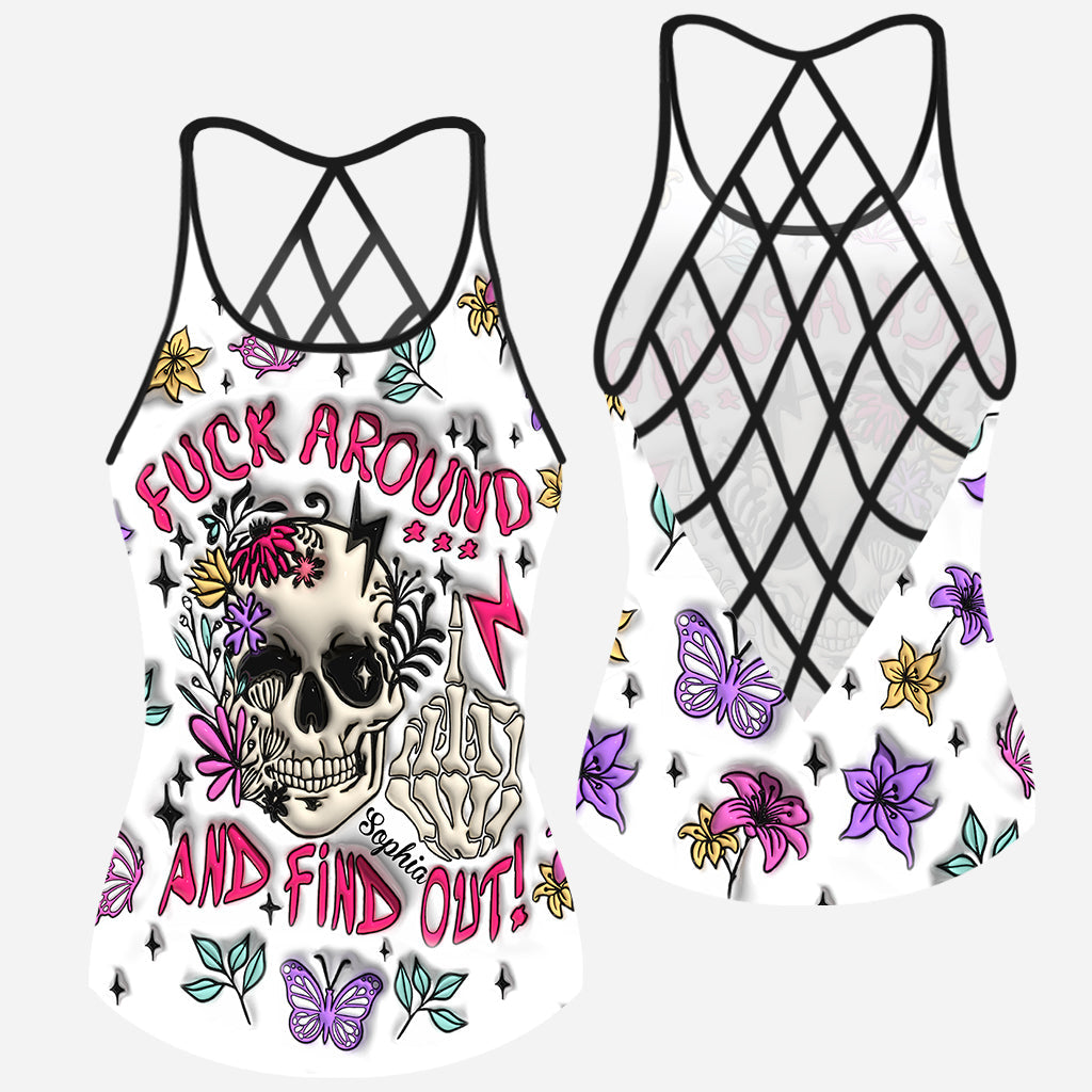 Fuck Around And Find Out - Personalized Skull Cross Tank Top