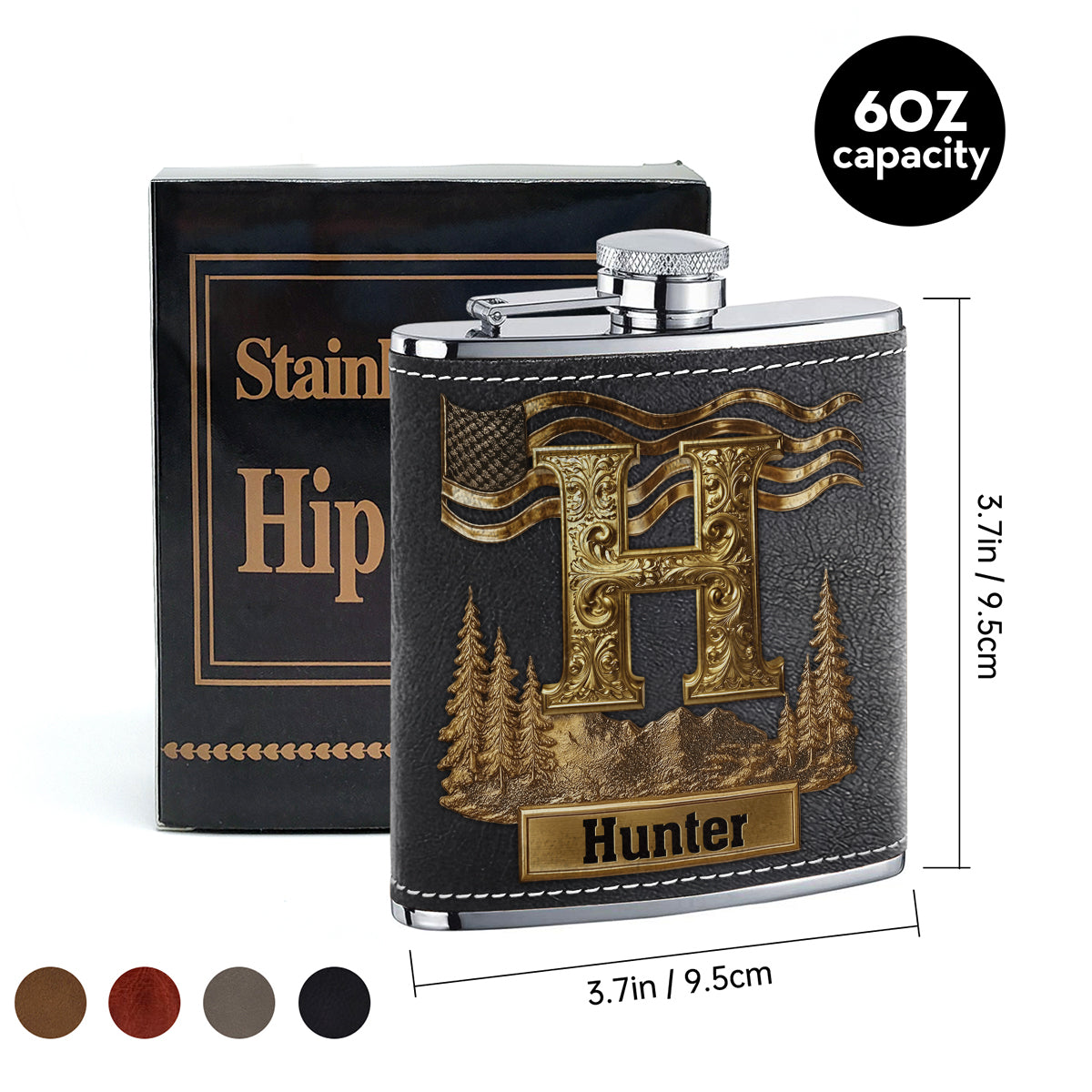 Custom Initial Gift For Him - Personalized Whisky Hip Flask