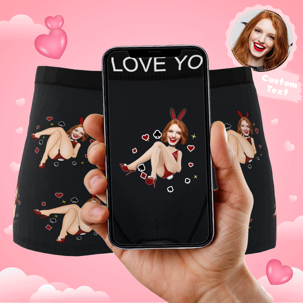 Custom Wife Or Girlfriend Face Boxers AR View - Personalized Couple Men's boxer briefs