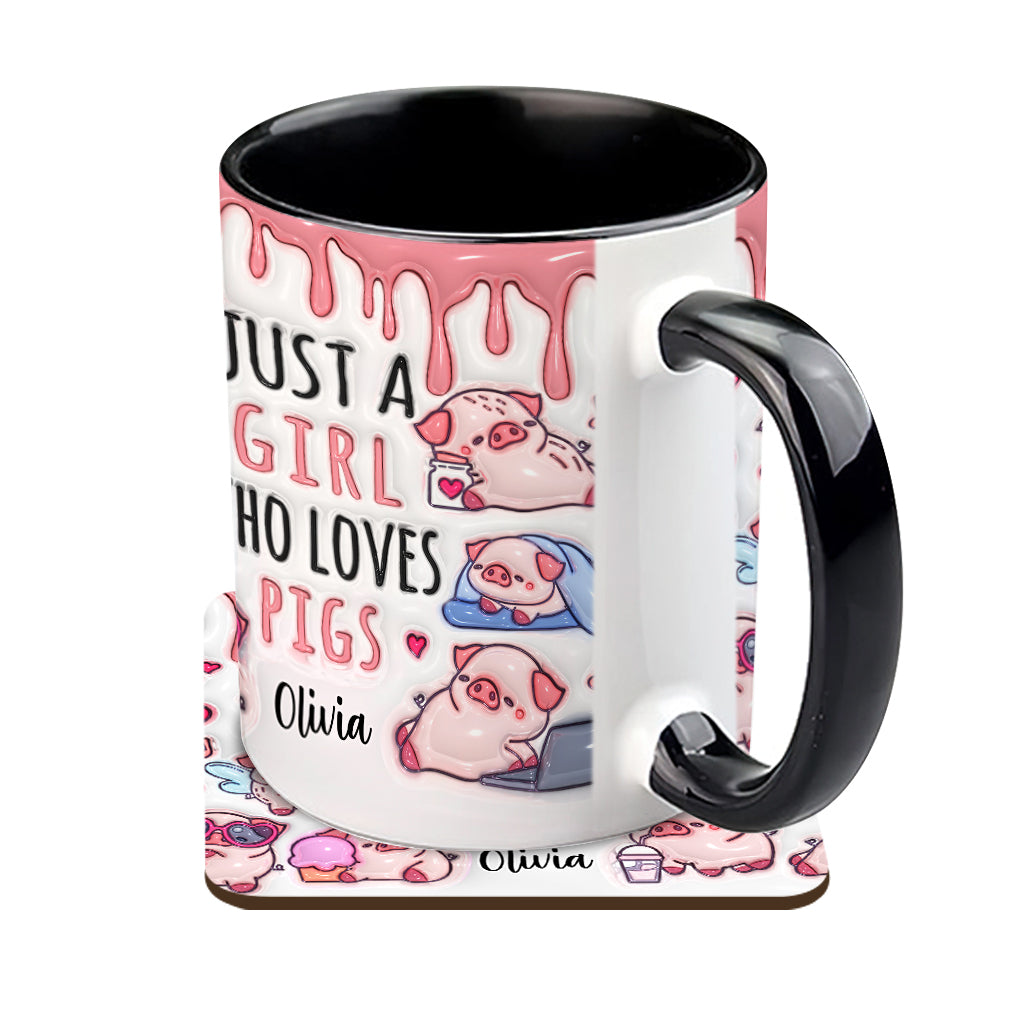 Just A Girl Who Loves Pigs - Personalized Pig Lover Accent Mug