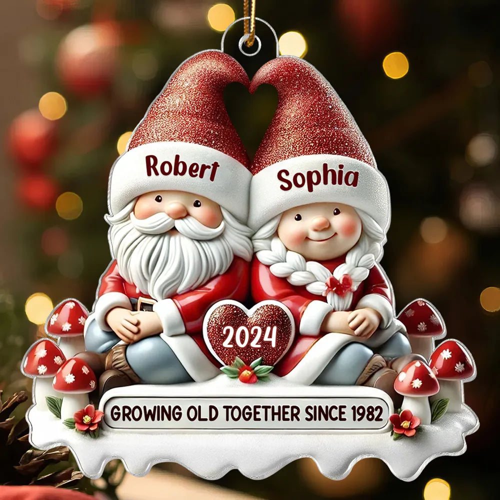 Santa Couple Acrylic Ornament with Heart - Festive Christmas Tree Decor, romantic keepsake, a unique creative gift for couples