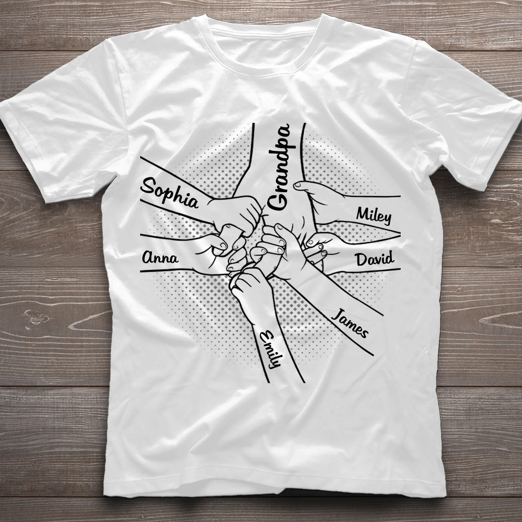 Hand In Hand - Personalized Grandpa T-shirt And Hoodie