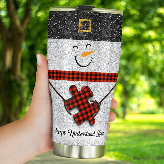 Accept Understand Love - Autism Awareness Tumbler With Faux Glitter Print 0622