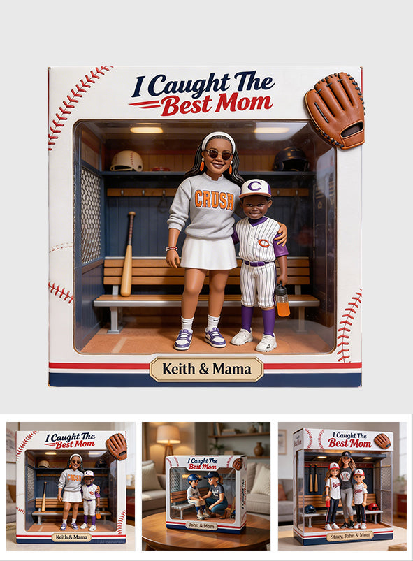 I Caught The Best Mom - Personalized Baseball Custom Shaped Acrylic Plaque
