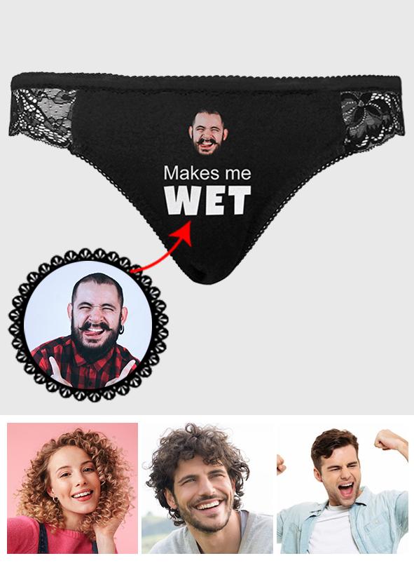 Custom Face Women Lace Sexy Panty - Personalized Couple Black Lace Panties