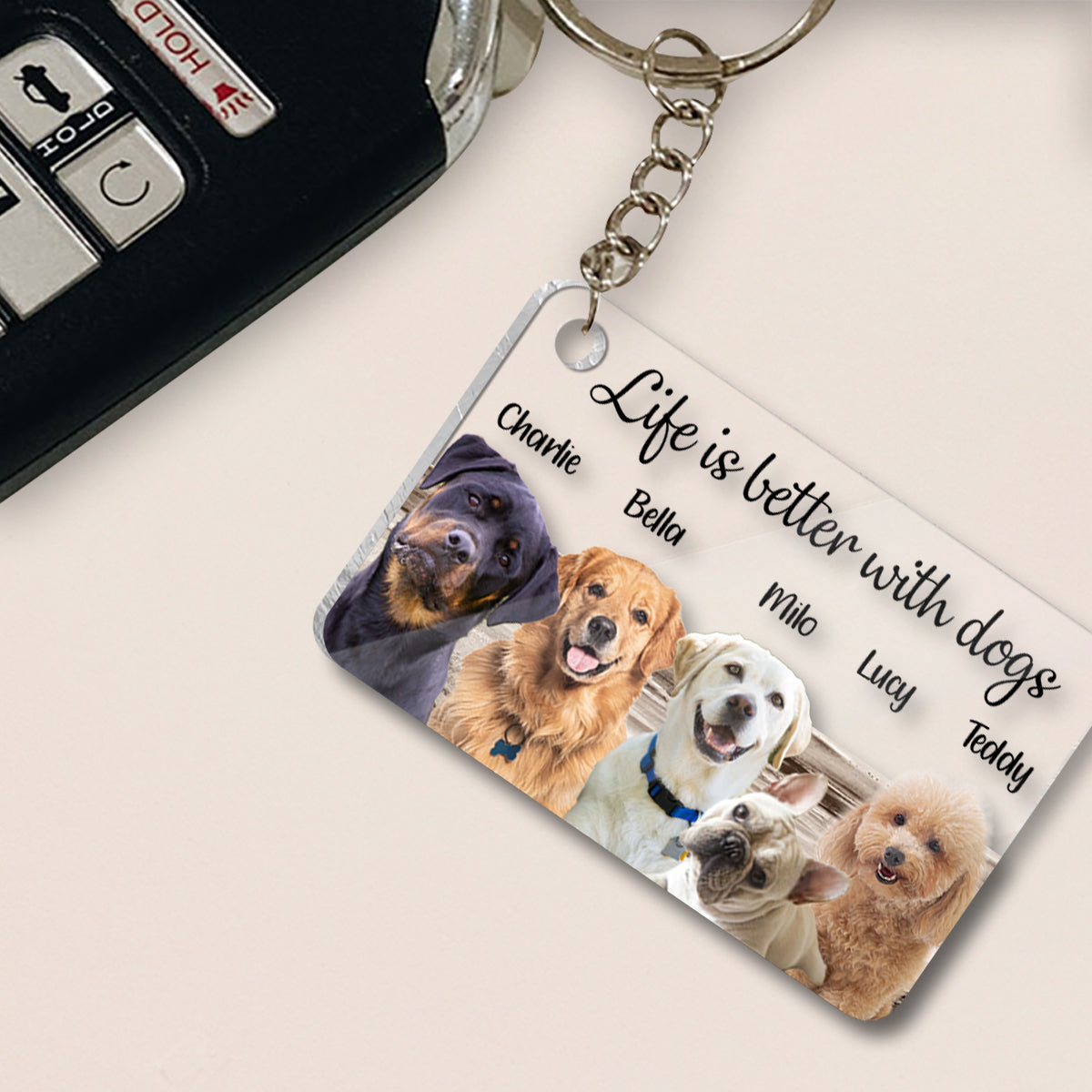 Life Is Better With Dogs Cats - Personalized Dog Transparent Keychain