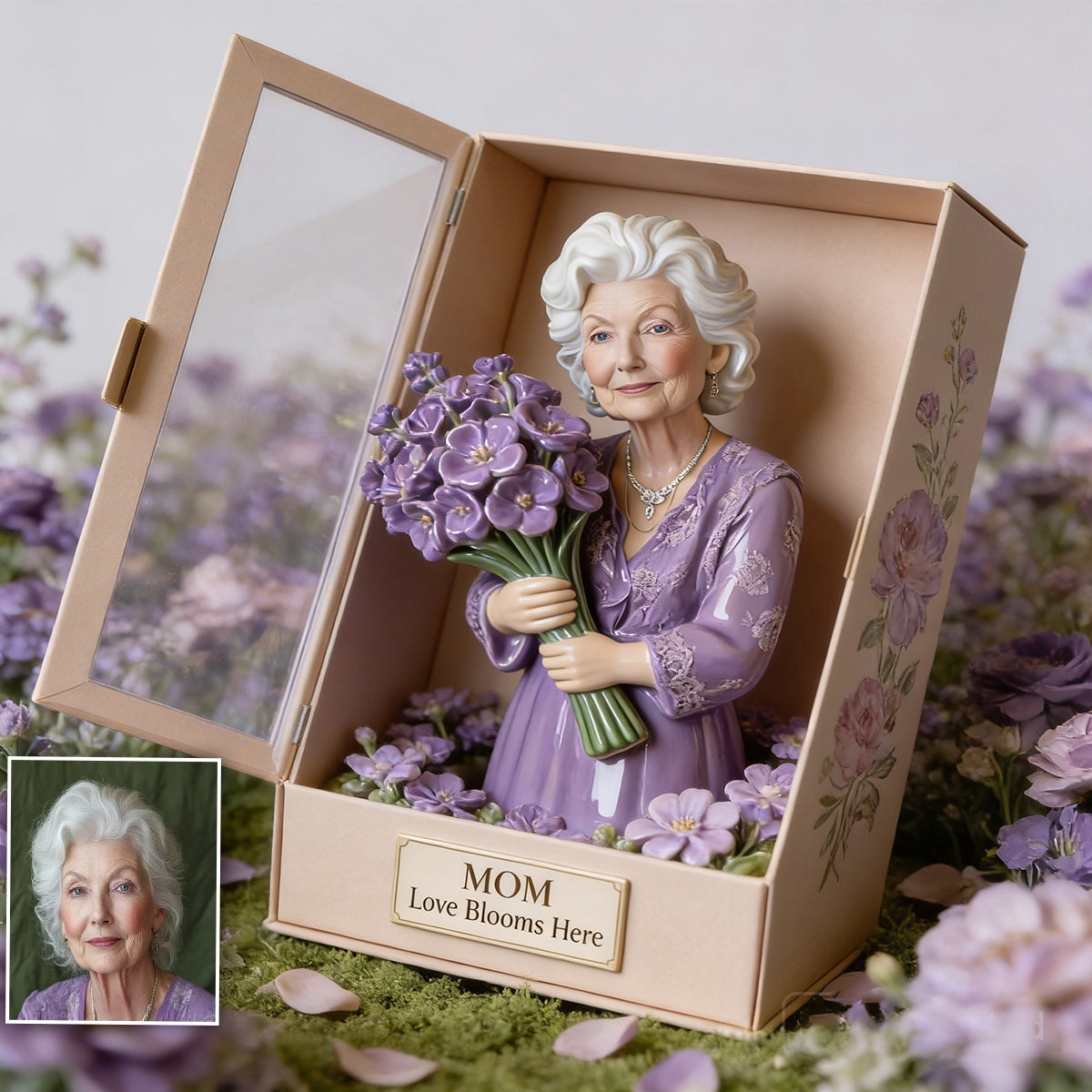 Love Blooms Here - Personalized Mother Custom Shaped Acrylic Plaque