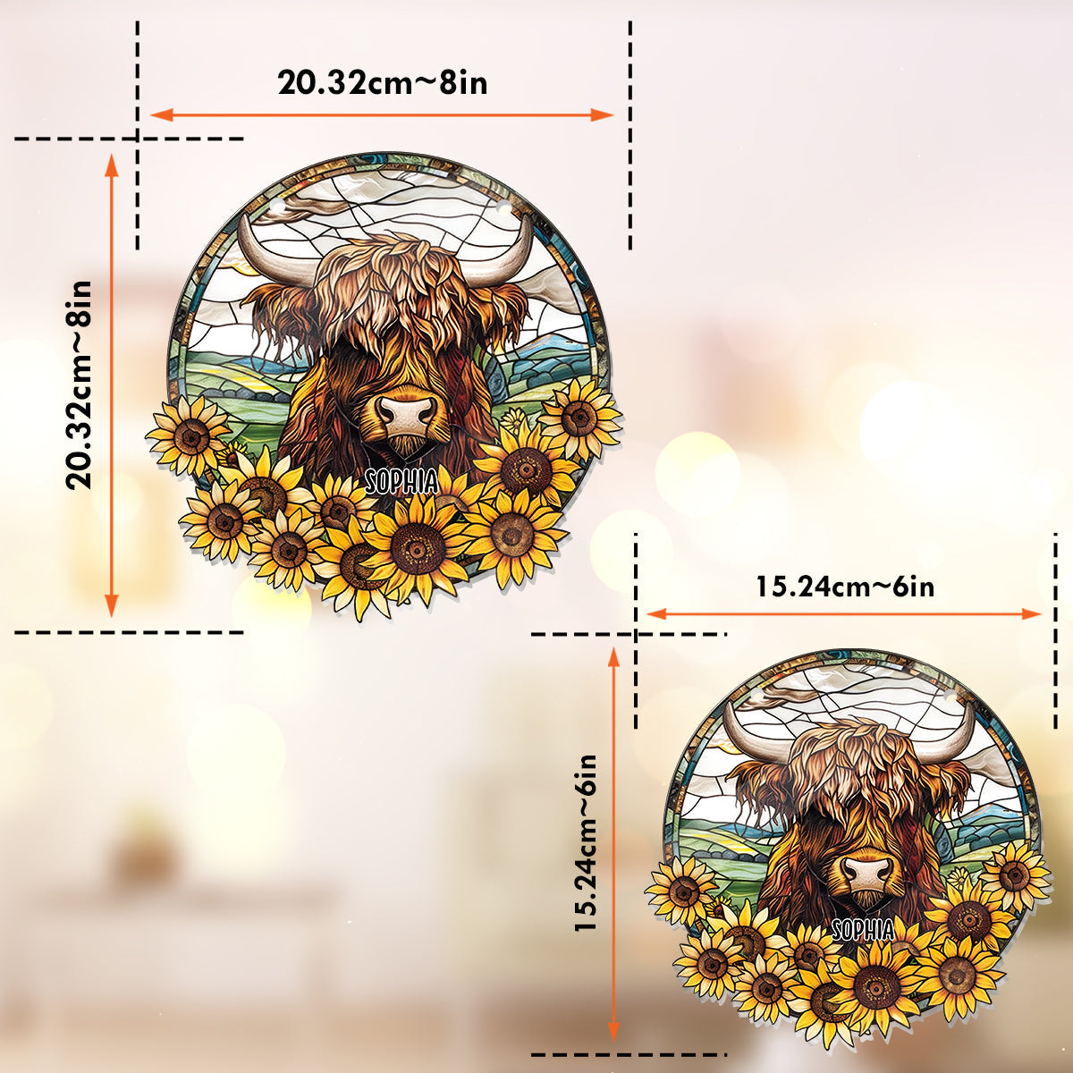 Baby Cow Sunflower - Personalized Window Hanging Suncatcher Ornament