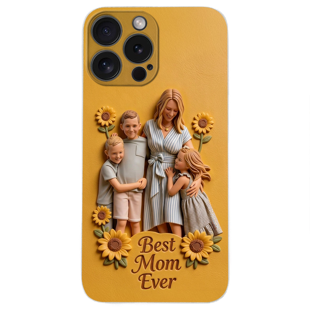 Best Mom Ever - Personalized Mother 3D Embossed Leather Phone Case
