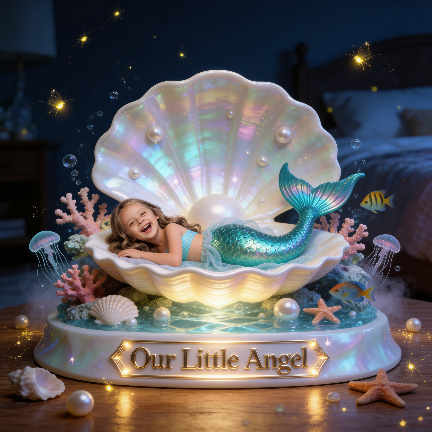 Mermaid Theme, Mermaid Lovers - Personalized Mermaid Acrylic LED Night Light