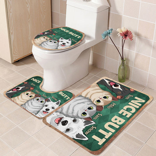 Nice butt Shower - Dog gift for dog lover, cat lover - Personalized Bathroom Mats Set