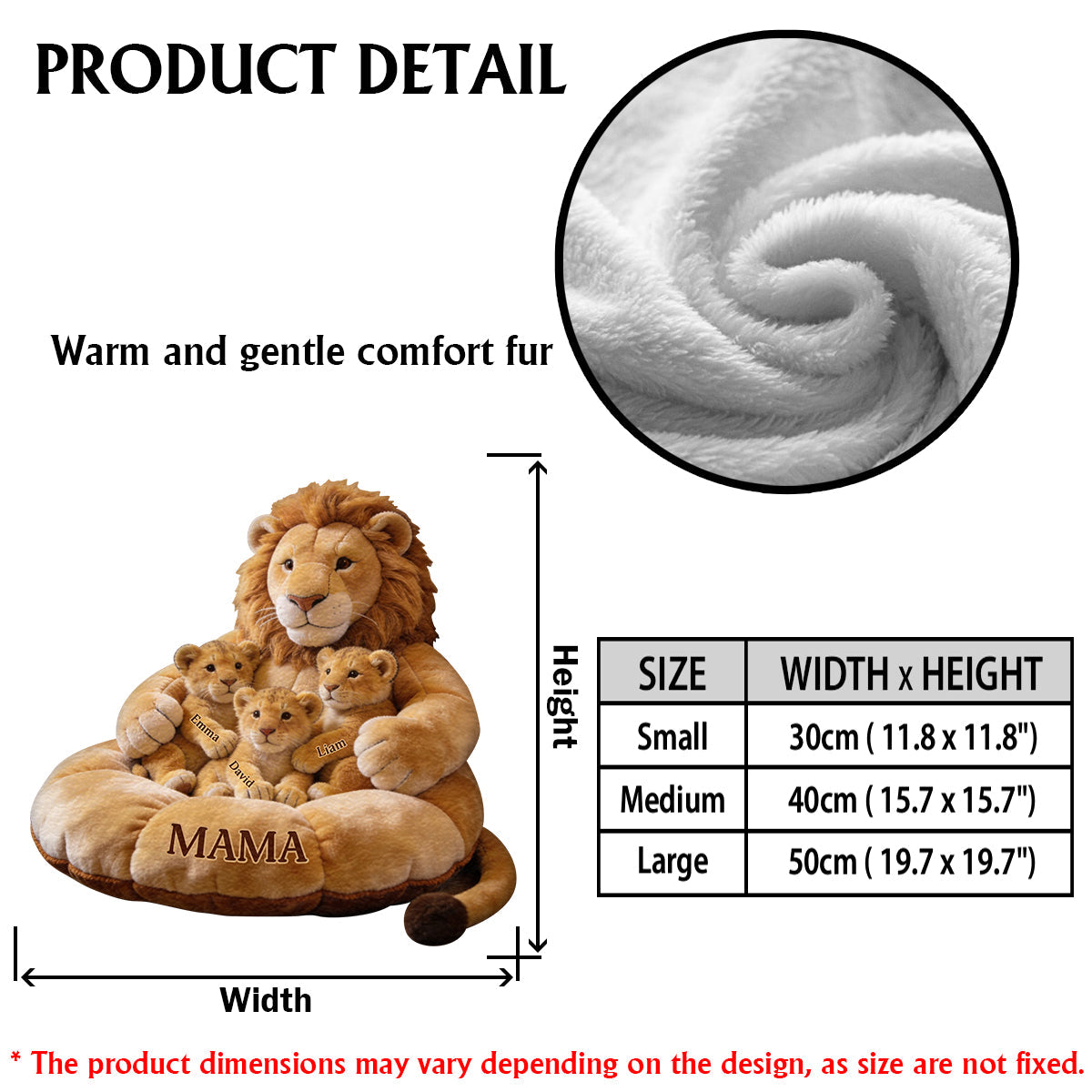 Lion Family Theme Mother's Day - Personalized Mother Premium Faux Fur Pillow