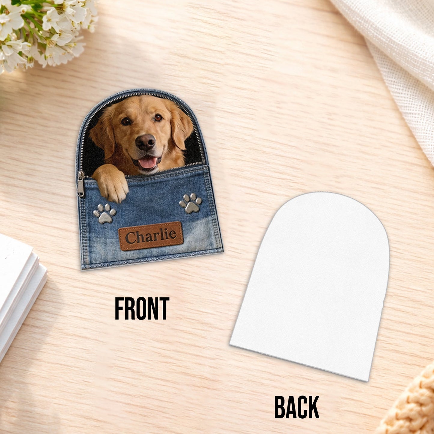 Any Photo Personalized Denim Dog Backpack - Personalized Dog Changeable Leather Patch Backpack