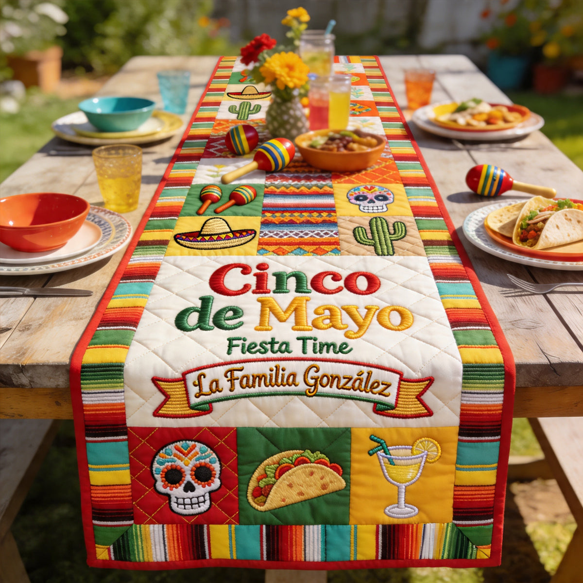 Home Decor Cinco de Mayo Outdoor, Indoor - Personalized Cinco de Mayo Table Runner
