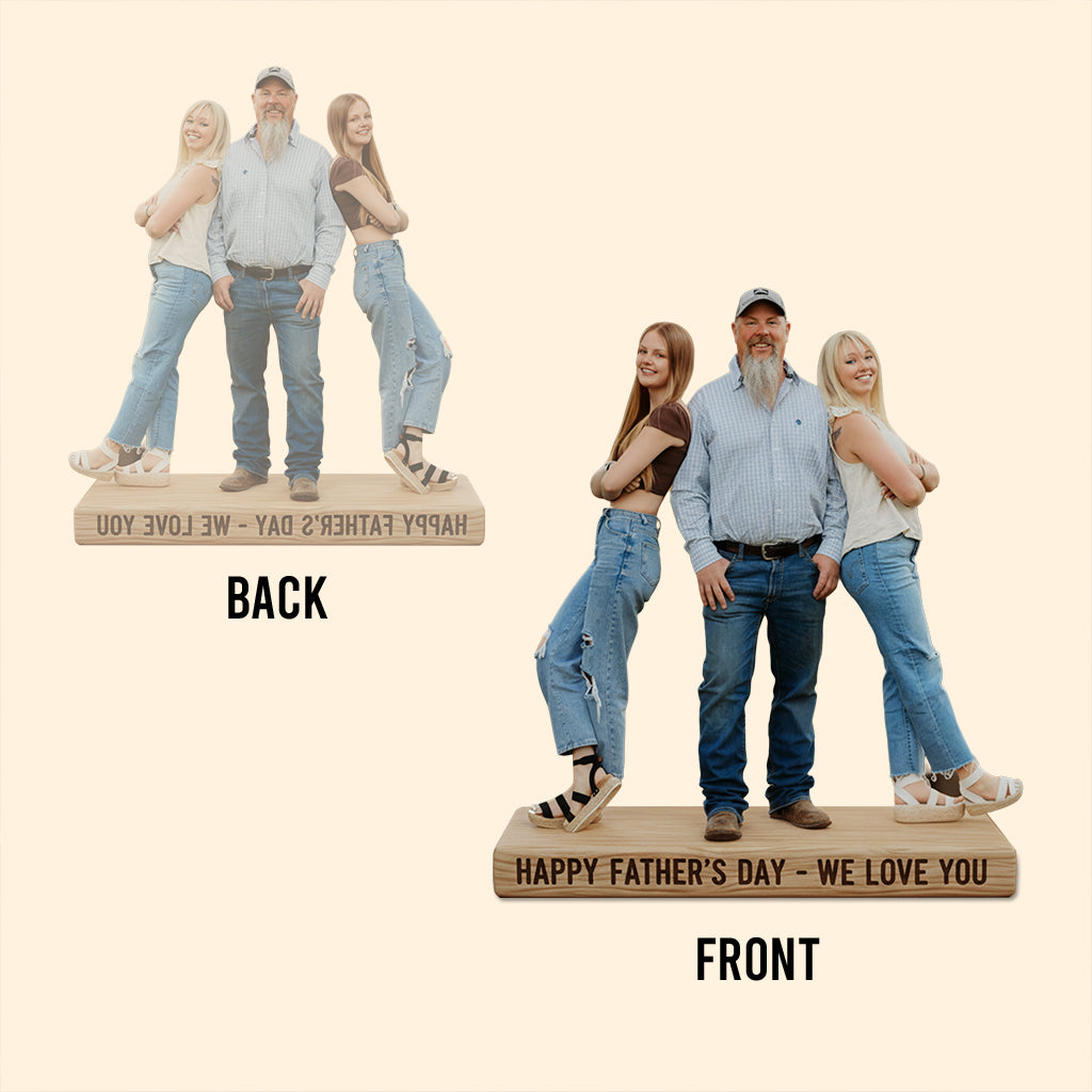 Custom Father and Two Sons Personalized Figurine Statue - Best Dad Ever Nameplate Keepsake - Unique Father's Day Desk Ornament Gift