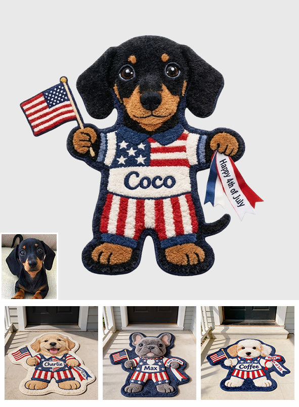 Happy 4th Of July - Personalized Dog Non-Slip Tufted Rug