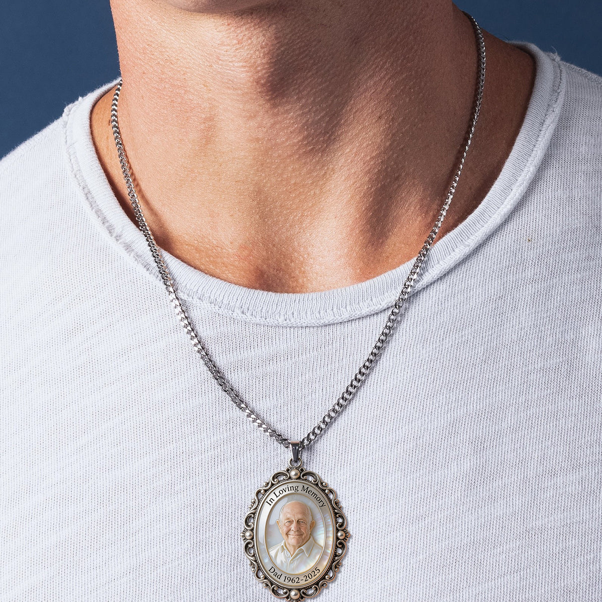 In Loving Memory - Personalized Memorial Shaped Metal Pendant Necklace