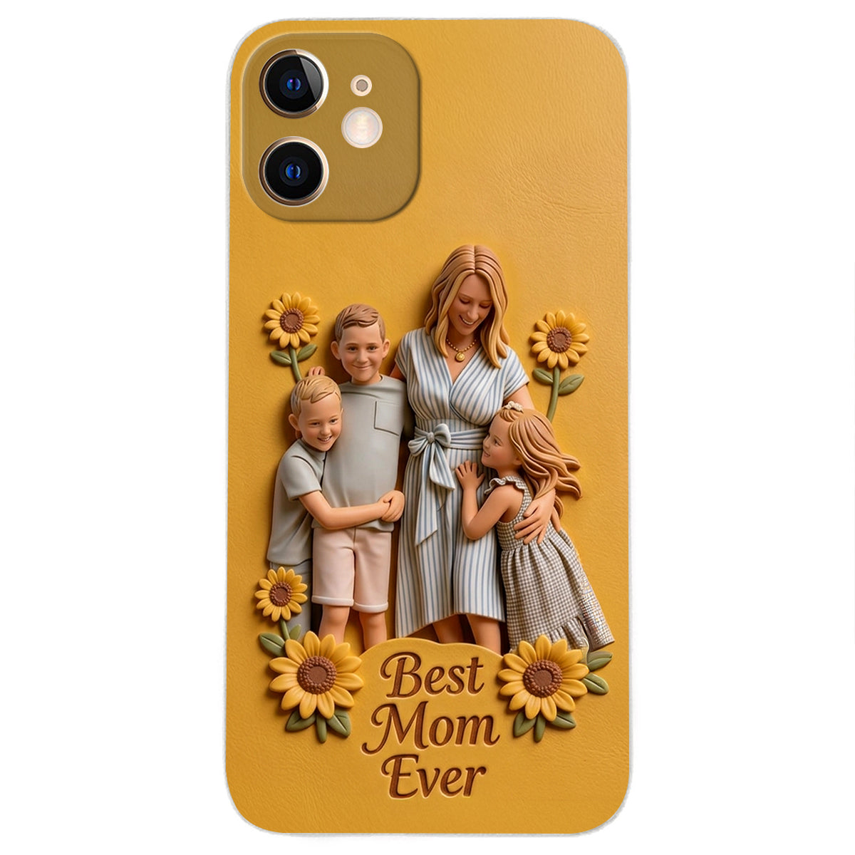 Best Mom Ever - Personalized Mother 3D Embossed Leather Phone Case