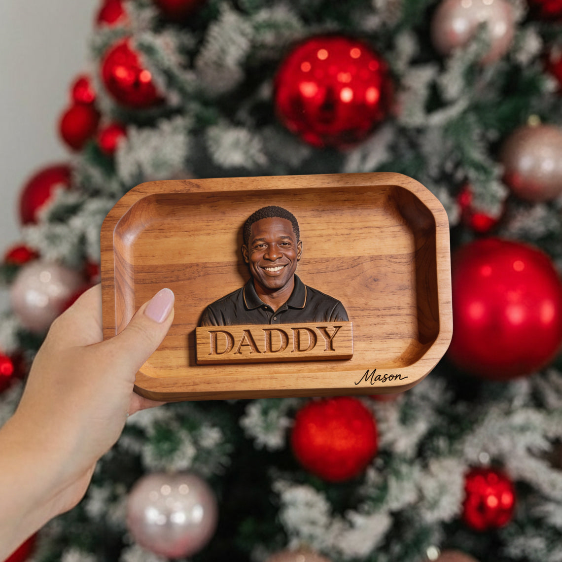Dad Papa Everything Tray — From Real Photo - Personalized Father Catch-All Tray