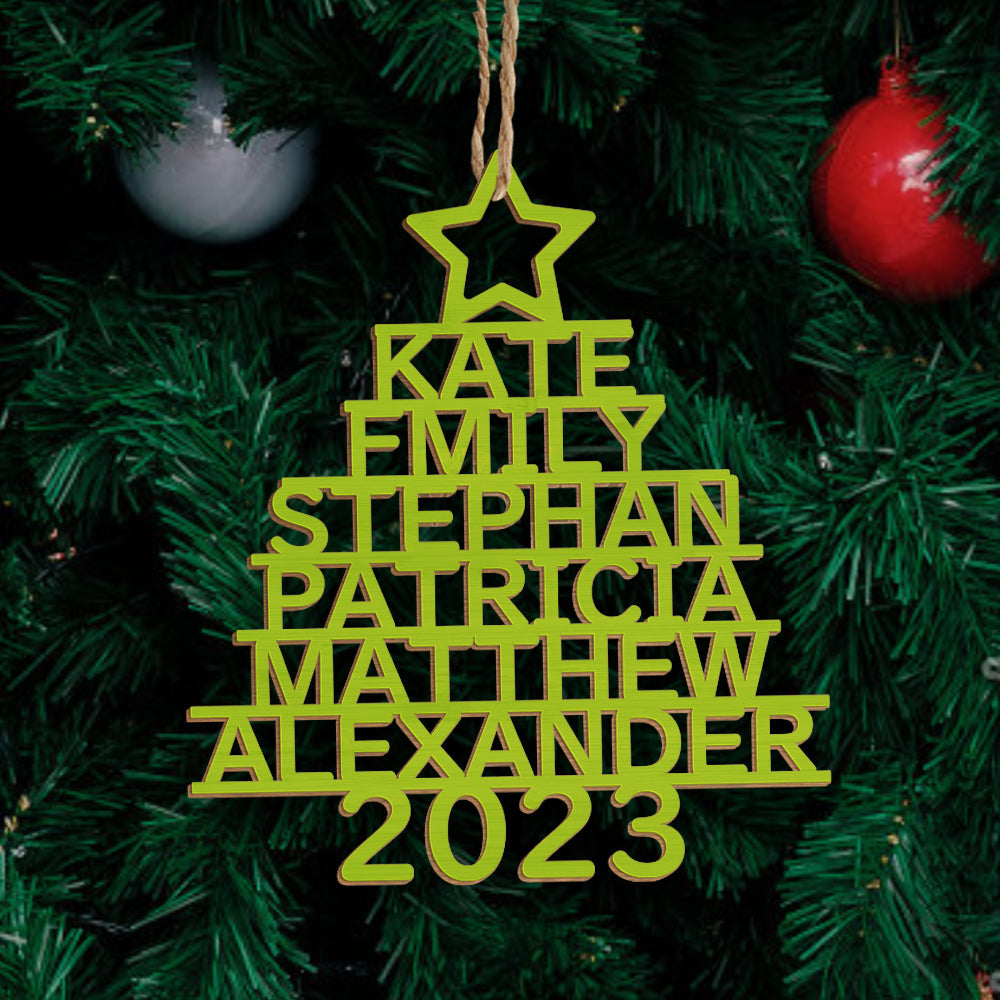Any Name Christmas Tree - Personalized Family Any Name Christmas Tree Ornament