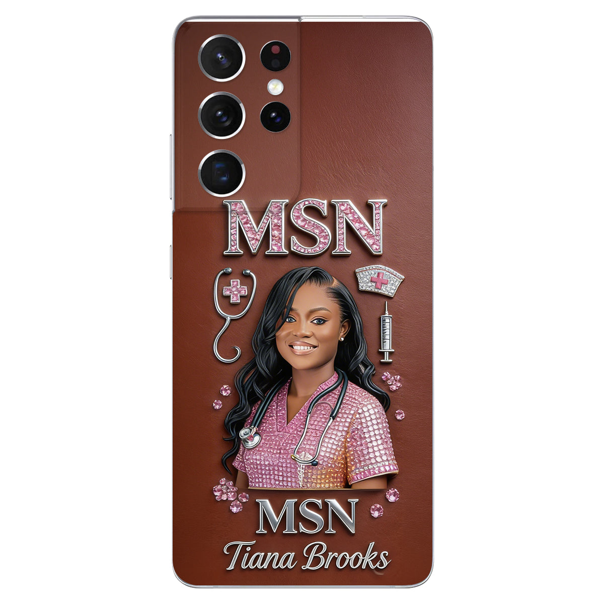 Any Title - Gifts For Nurse, Doctor - Personalized Nurse 3D Embossed Leather Phone Case