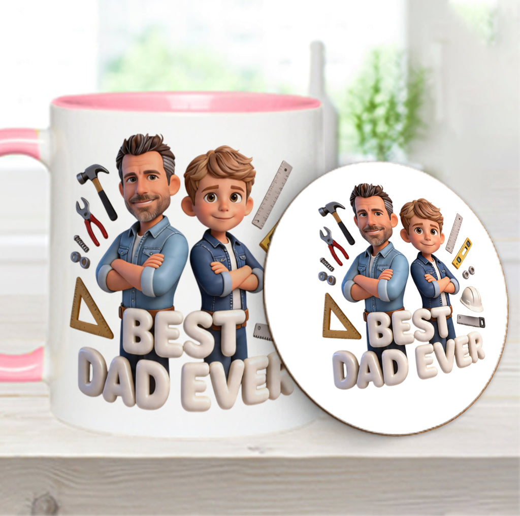 Custom Any Photo - Personalized Father Accent Mug & Coaster