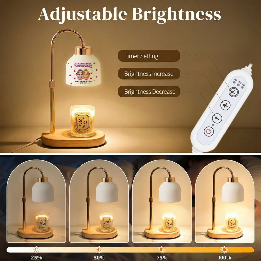 Personalized Candle Warmer Lamp for Daughter, Watching You Be a Mom Quote, Cute Cartoon Gift from Mom