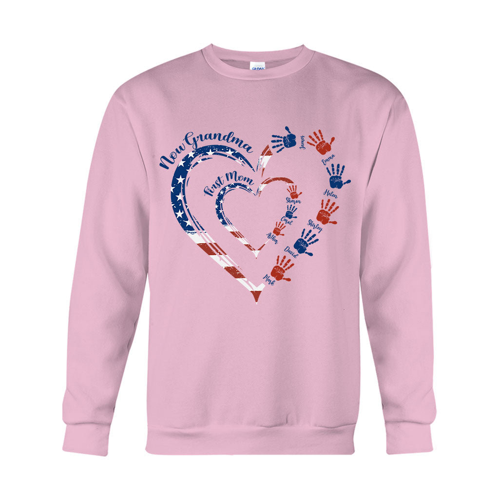 First Mom Now Grandma - Personalized Grandma T-shirt And Hoodie