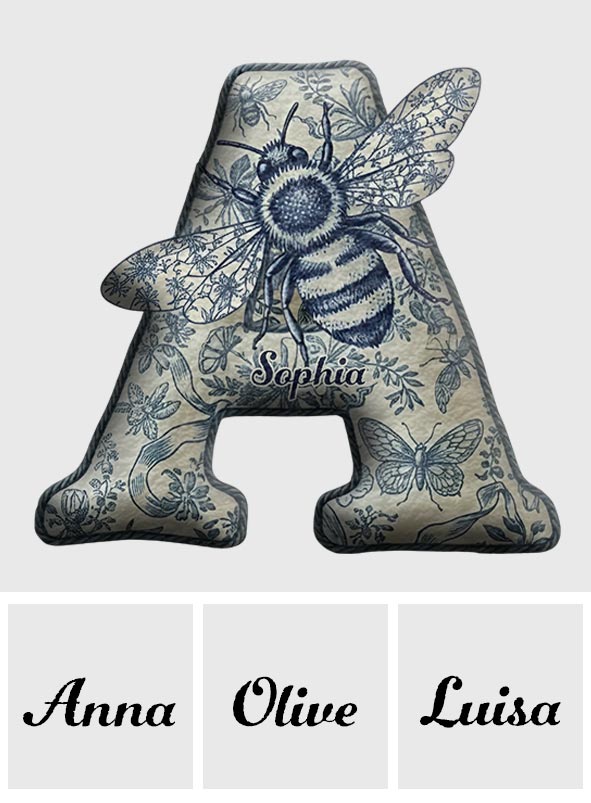 Bee Toile De Jouy - Personalized Bee Faux Fur Shaped Pillow