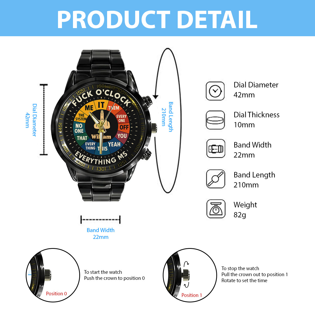 F*ck O'Clock Watch, Funny Gift For Him, Friends - Personalized Sarcasm Hand Watch