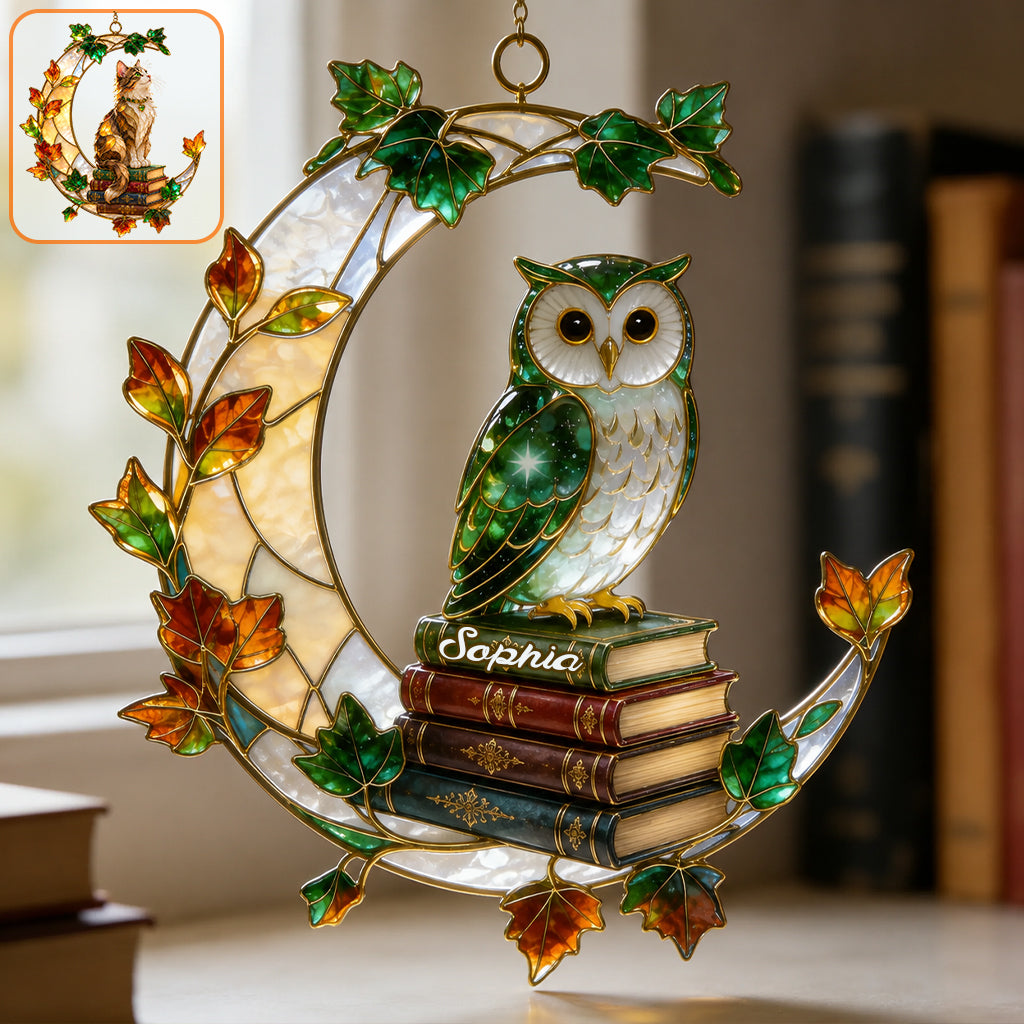 Book Worm - Personalized Book 3D Printed Glass Suncatcher