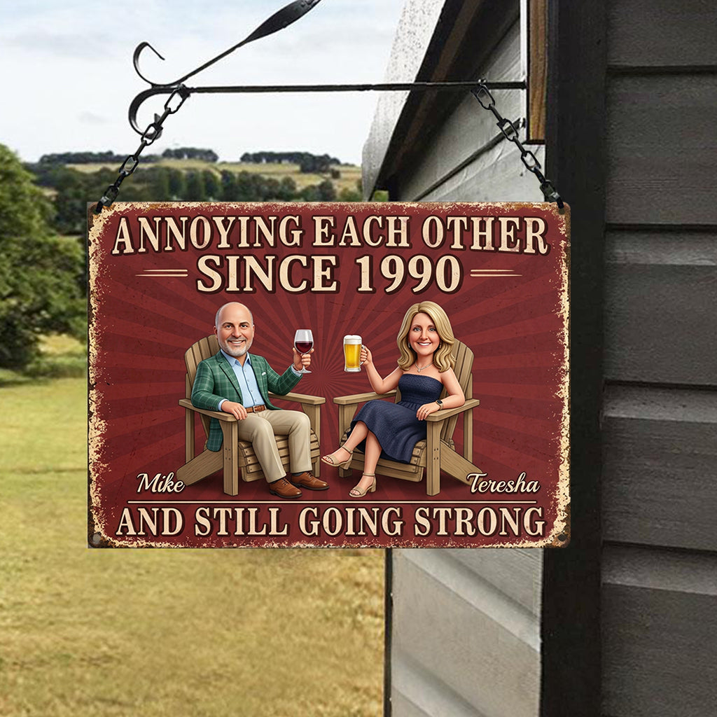 Annoy Each Other Since - Personalized Couple Rectangle Metal Sign