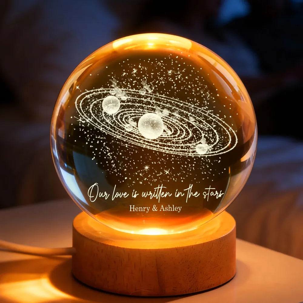 Personalized Globe Lamp with Starry Orbit Design Romantic Night Light Unique Gift for Couple