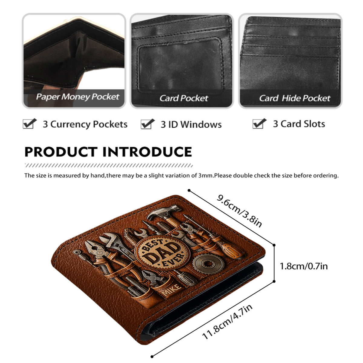 Custom Title Best Gift For Dad/Grandpa - Personalized Father Leather Wallet