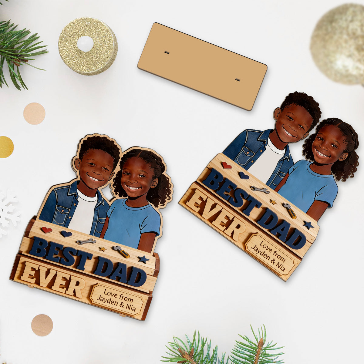 Father's Day Gift For Dad, Grandpa - Personalized Father 2 Layered Big Freestanding