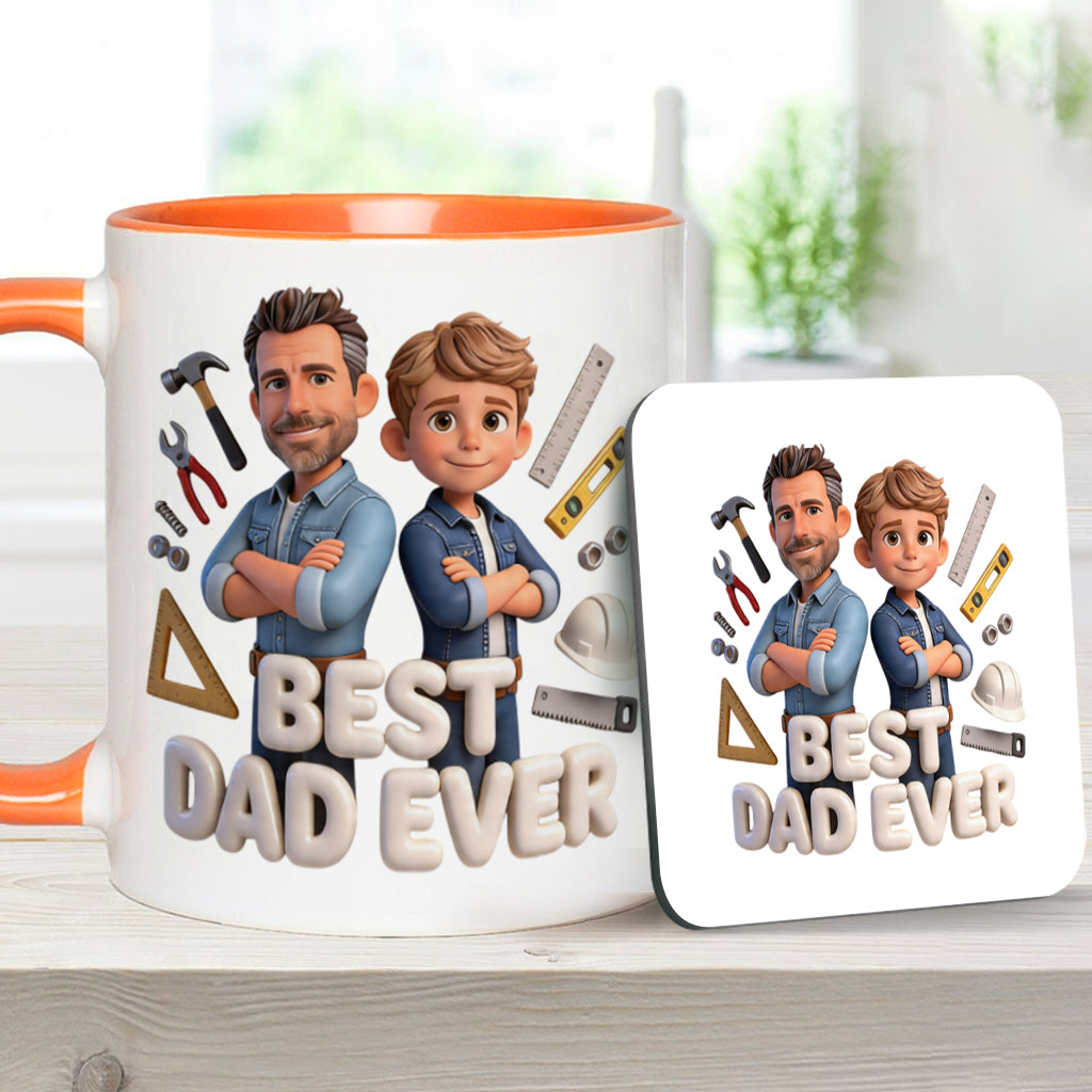 Custom Any Photo - Personalized Father Accent Mug & Coaster