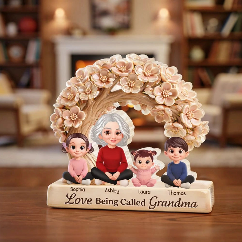 Personalized Shaped Acrylic Block Plaque Love Being Called Grandma Floral Arch Family Keepsake Unique Gift for Grandma