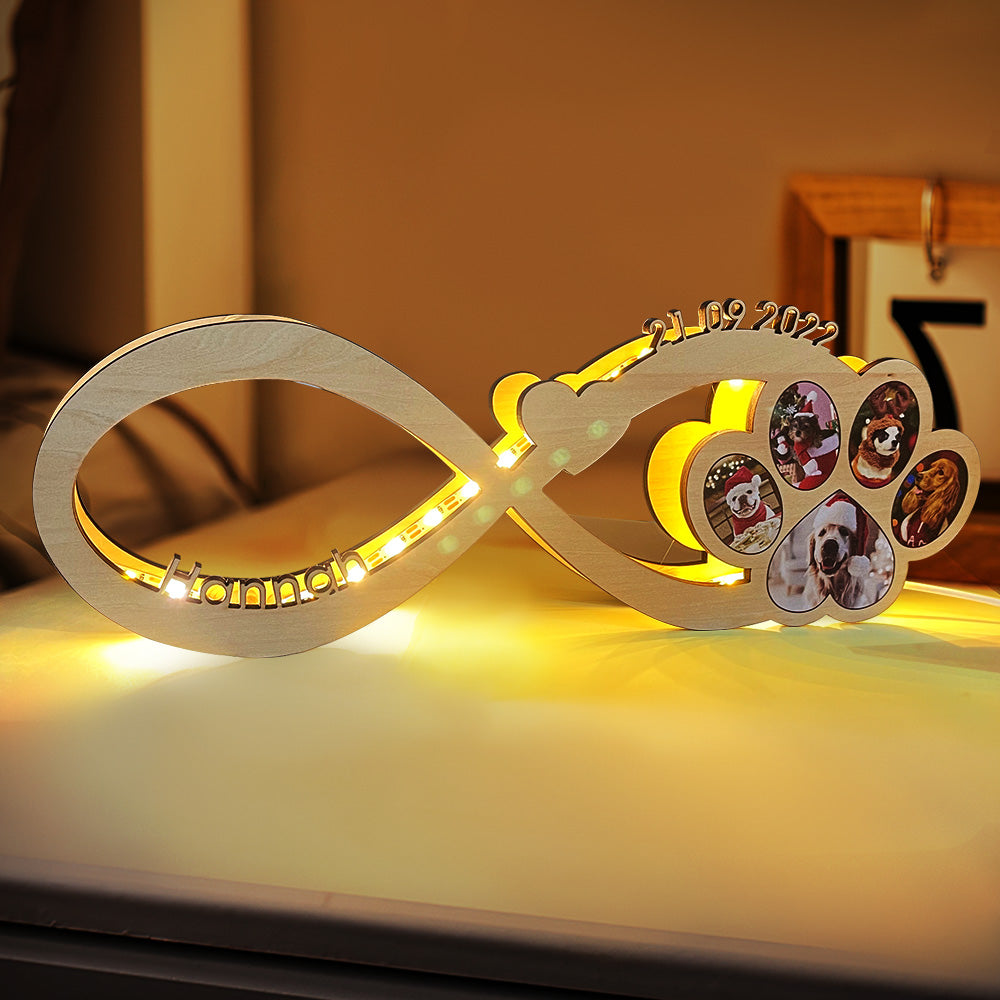 Custom Photo Paw Infinity Photo Paw Infinity Lamp - Gift for dog lovers, who lost cat - Personalized Lamp