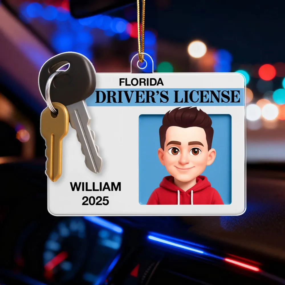 Acrylic Ornament for Car, Driver License Look with cartoon vibe, durable and cute, festive decor and creative gift for teens and friends