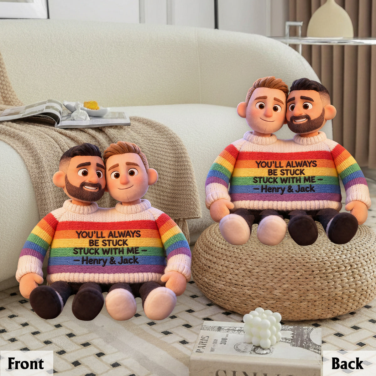 Custom Any Photo Love Is Love - Personalized LGBT Support Premium Faux Fur Pillow