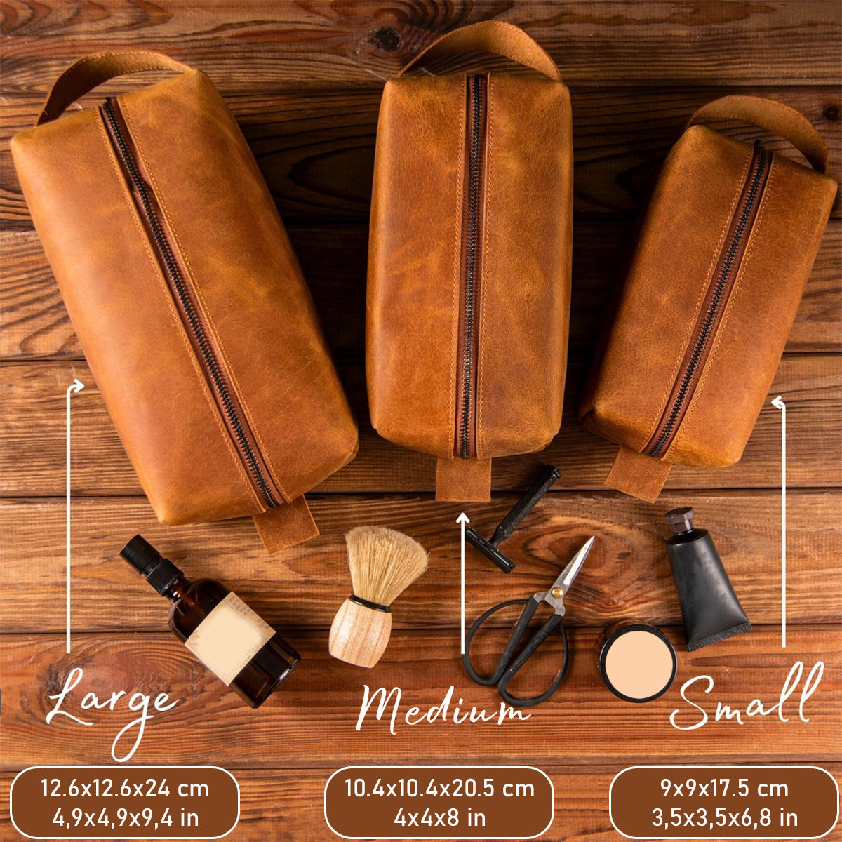 Best Dad Ever - Personalized Father Leather Toiletry Bag