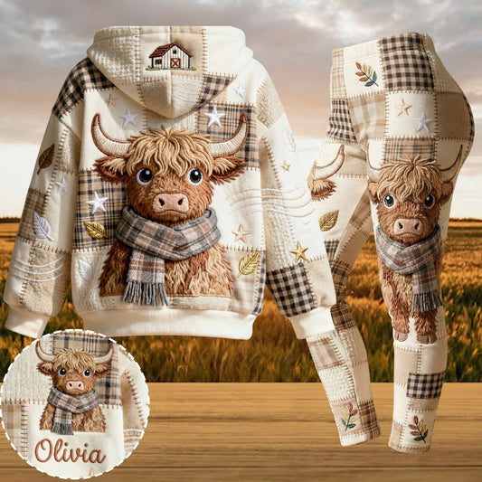 Cute Cow - Personalized Highland Cow Hoodie and Leggings